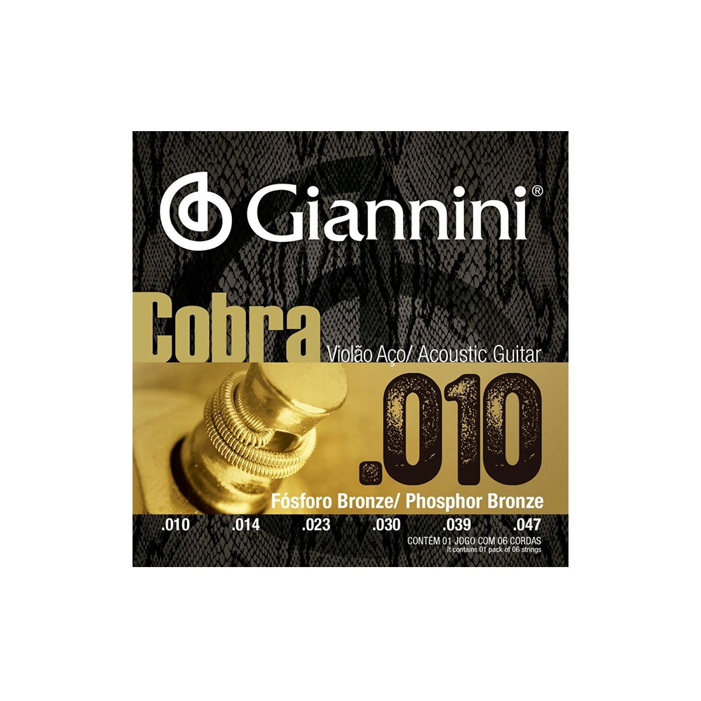 Encordoamento Violão Aço 010 Giannini Cobra GEEFL