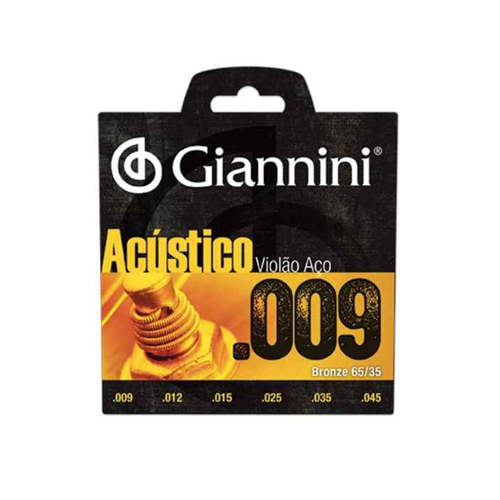 Encordoamento Violão Aço 009 Giannini Acústico Bronze
