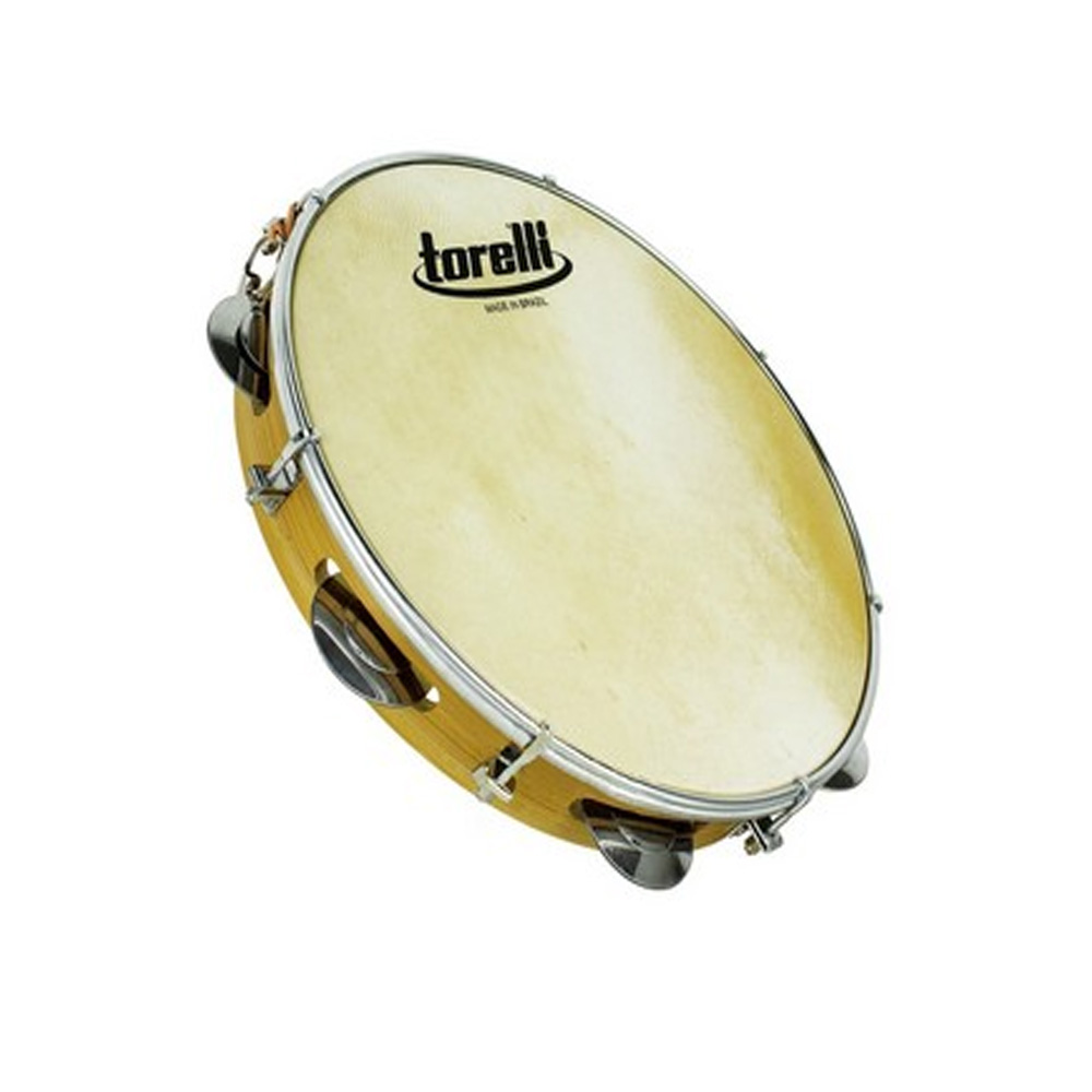 Pandeiro 10″ Madeira Capoeira Natural 07 Afinações Pele Couro TP340 Torelli