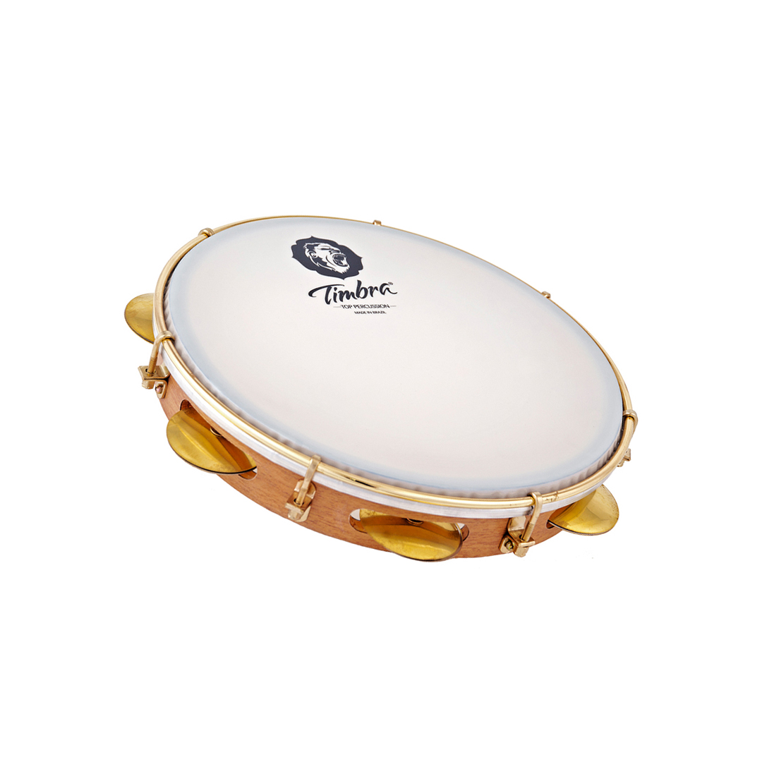 Pandeiro 10″ Madeira Clara 07 Afinações Pele Leitosa 8628 Timbra
