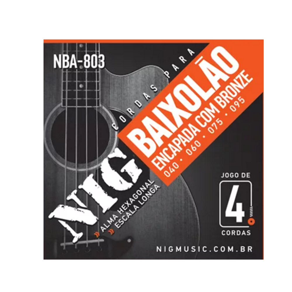 Encordoamento Baixolão 4 Cordas 040 Nig Bronze NBA803 (Escala Longa )