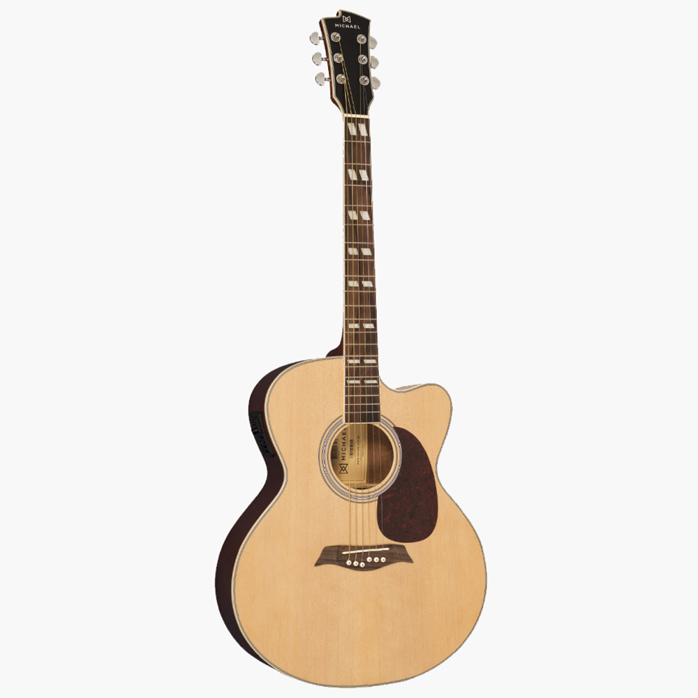 Violão Michael Jumbo Aço Elétrico VM825DTC ST Natural Satin