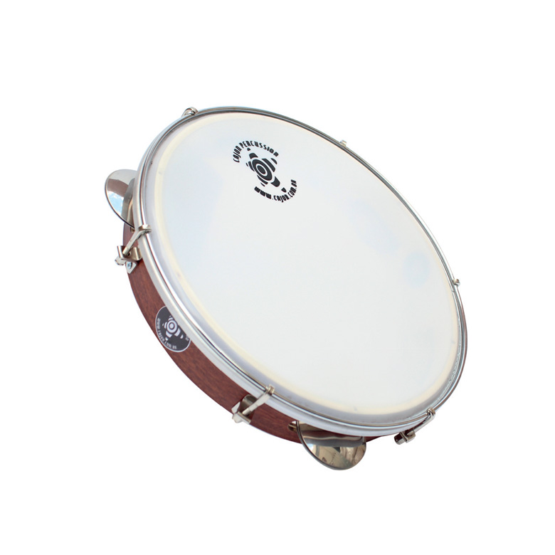 Pandeiro 10″ Madeira Mogno 06 Afinações Pele Leitosa PSI1091N Cajon Percussion