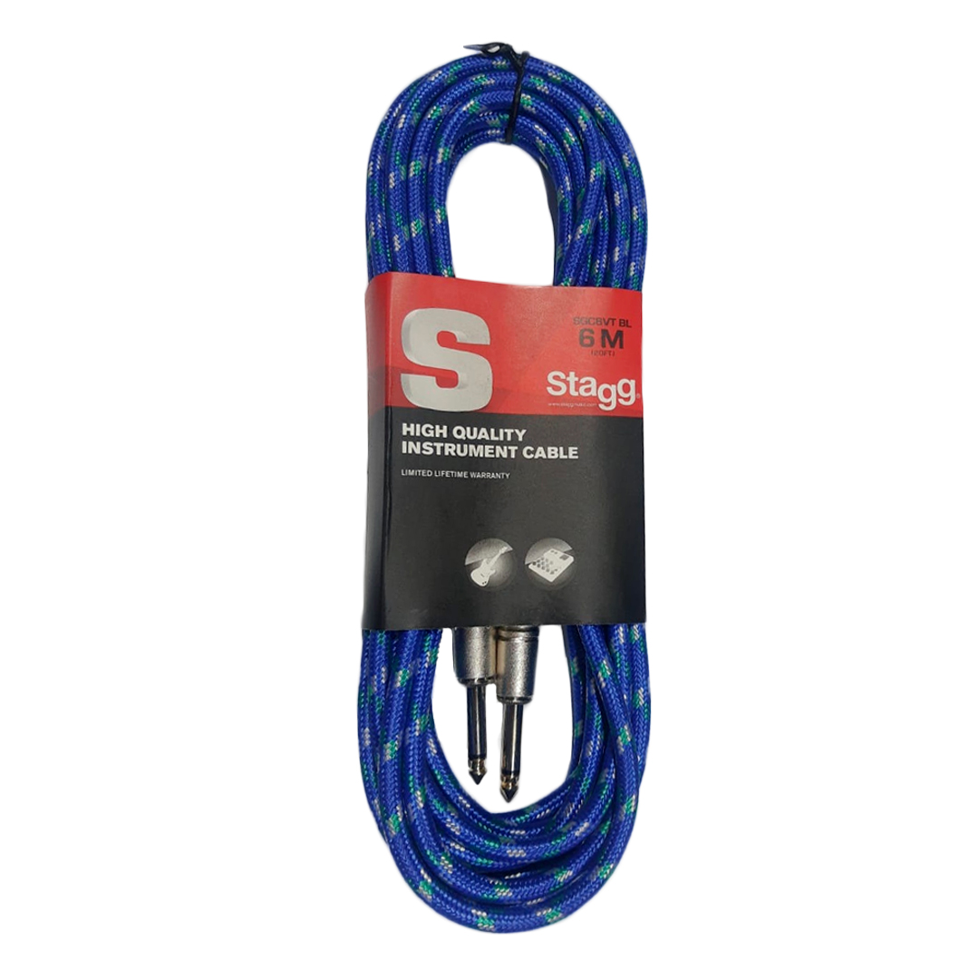 Cabo de Instrumento 06 Metros Textil Azul Stagg SGC6VT