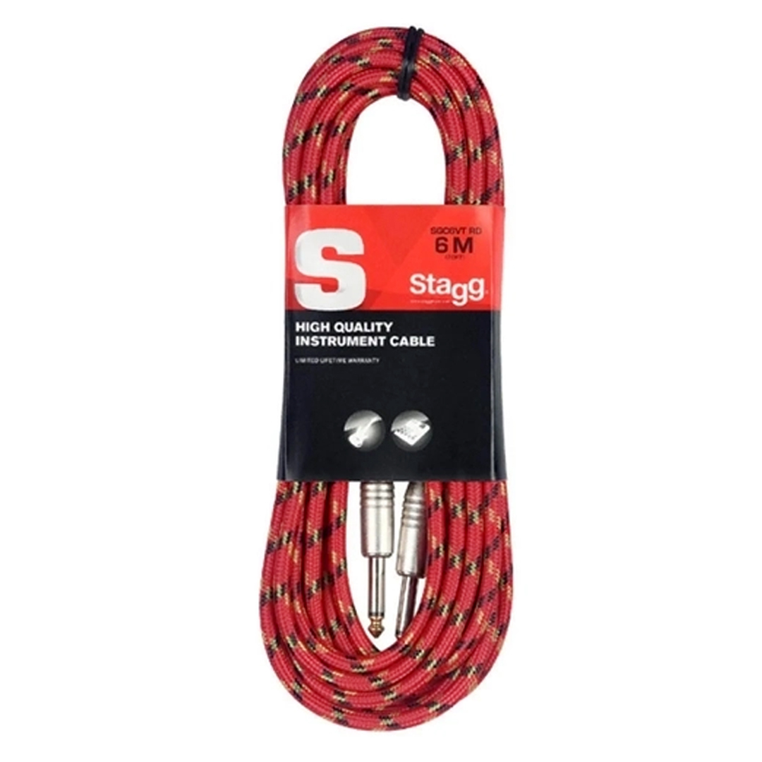 Cabo de Instrumento 06 Metros Textil Vermelho Stagg SGC6VT