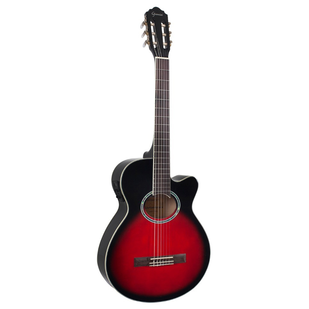 Violão Giannini Nylon Elétrico GNF1 BRB Brown Red Burst