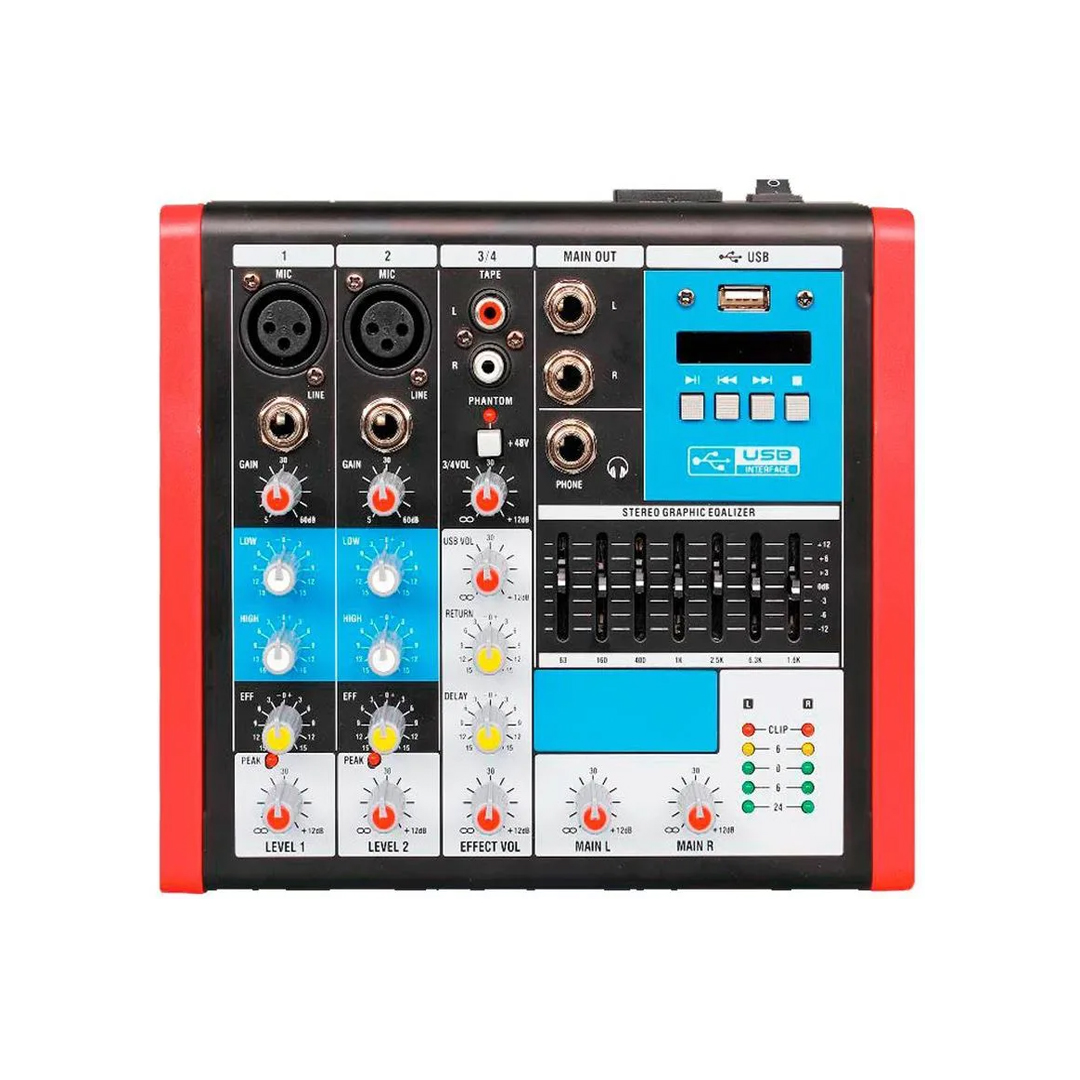 Mesa de Som Analógica 04 Canais Soundvoice MC4 EUX