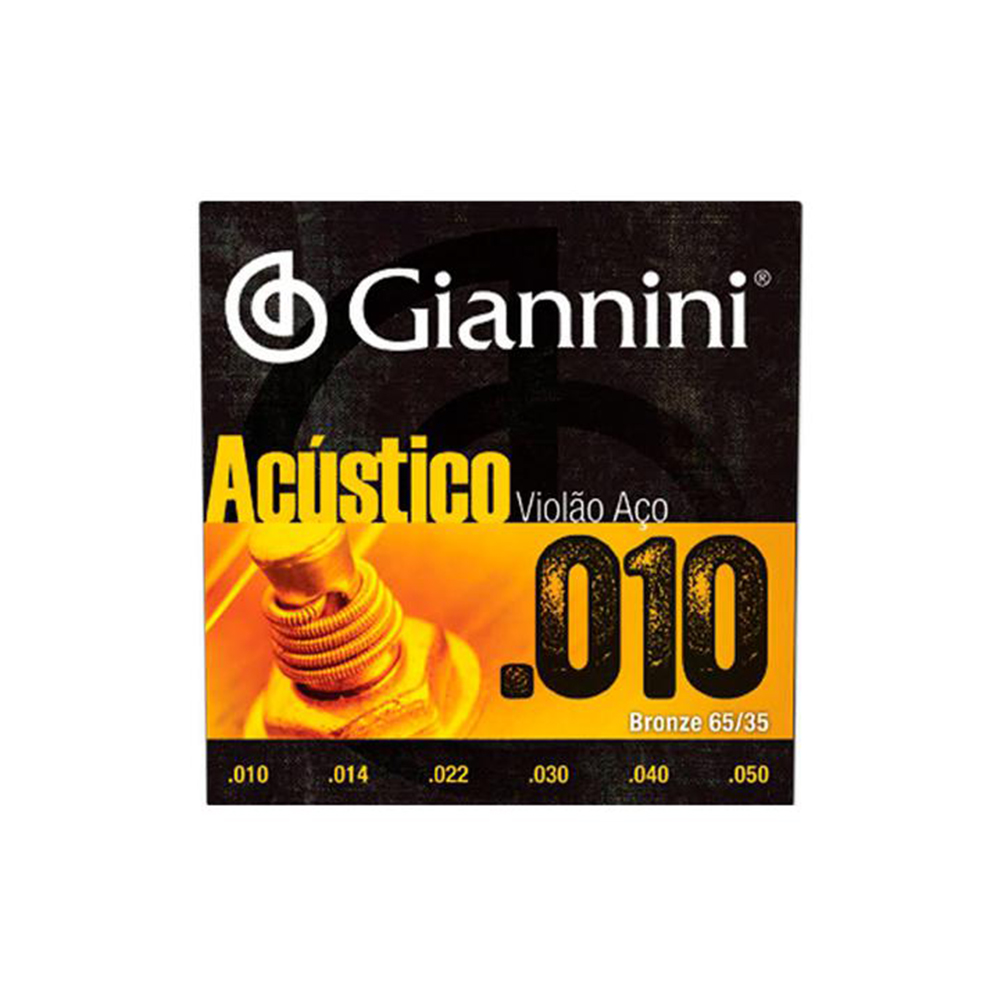 Encordoamento Violão Aço 010 Giannini Acústico Bronze GESWAM
