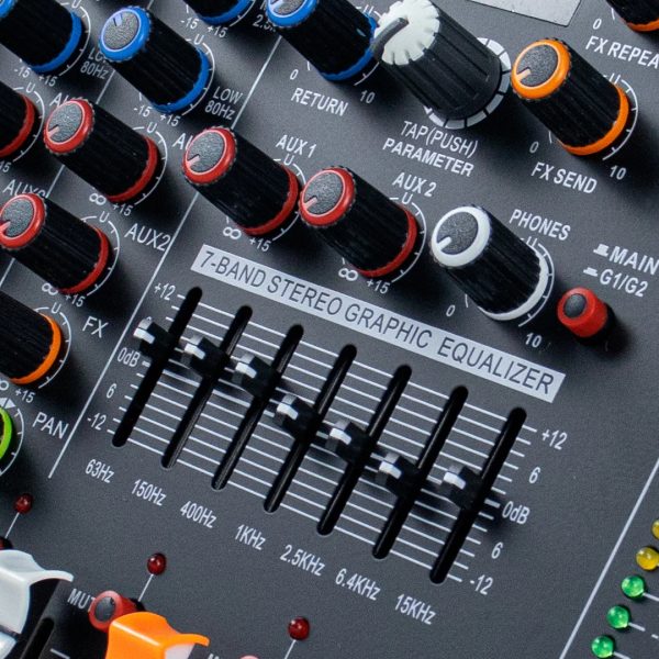 Mesa de Som Analógica 12 Canais K-AUDIO MP12.4 com 4 AUX, Efeitos e Bluetooth